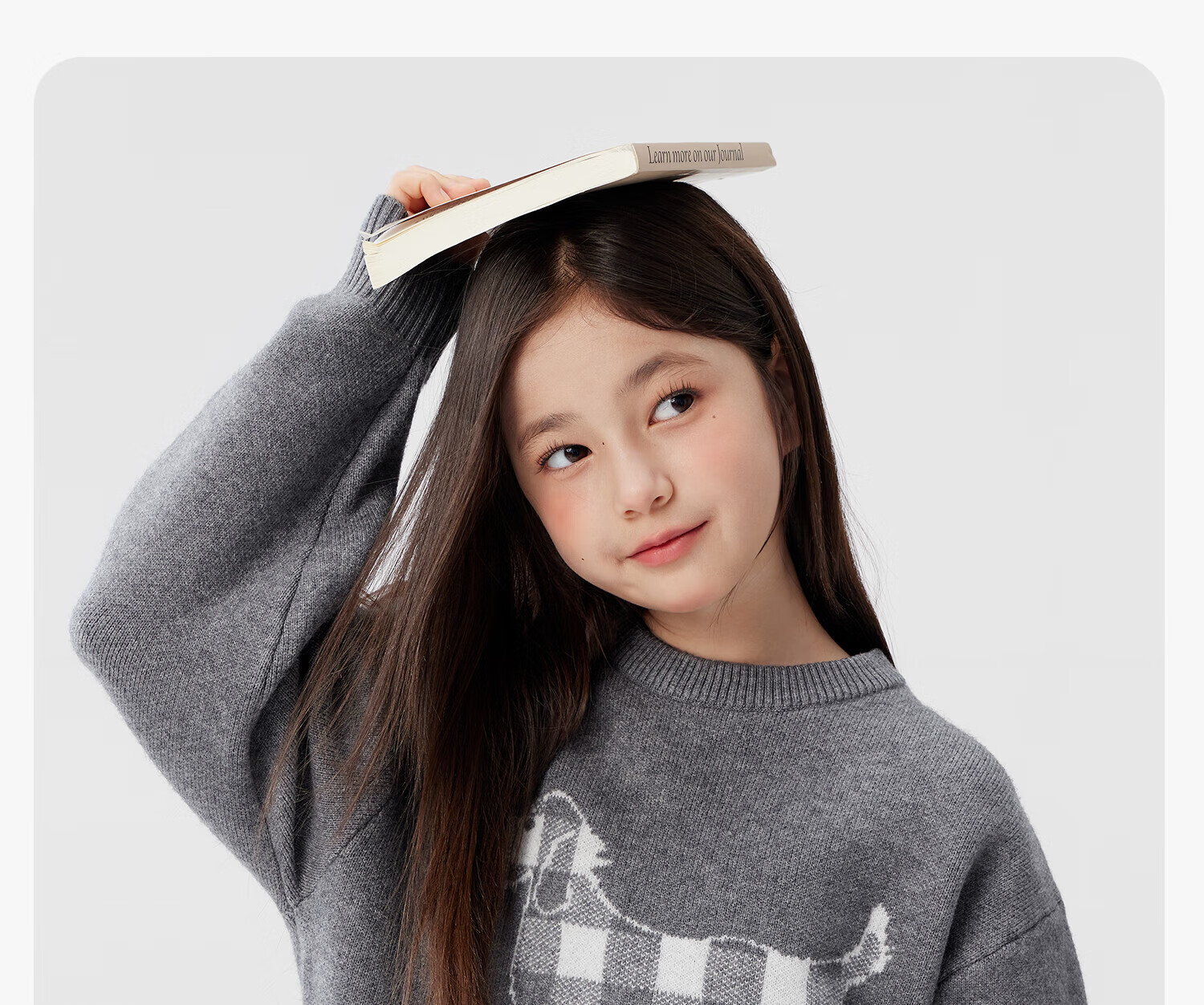 Zoxi Girls Sweater Autumn Winter Sausage Dog 2025 New Big Kids Warm Knitted Top Gray 150 16